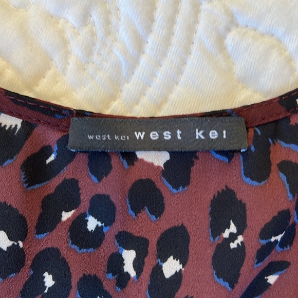 West Kei Leopard Print‎ Hi-Low Flounce Top, SZ M, 3/4 Tie Sleeve, EUC - Picture 2 of 7